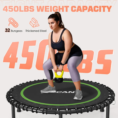 450LBS/550LBS Foldable Mini Trampoline, 40"/48" Fitness Trampoline with Durable Bungees, Stable & Quiet Exercise Rebounder for Kids/Adults,Great Mini Trampoline for Indoor/Garden Workout