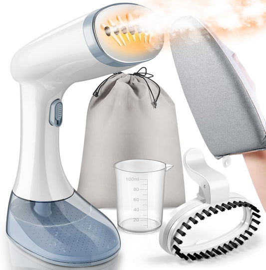 Steamer for Clothes, 1350W Fast Wrinkle Removal Handheld Clothes Steamer with Heat Resistant Glove, 30S Fast Heat-Up and Easy to Use Portable Steamer with 380Ml Large Tank Fabric Brush for Home Travel