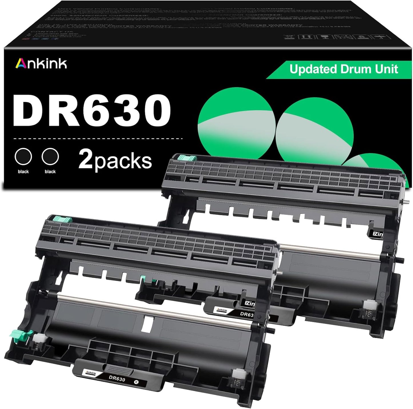 DR630 Compatible Drum Unit (Not Toner) Replacement for Brother DR-630 DR660 660 for MFC-L2700DW L2720DW L2740DW HL-L2300D L2320D L2340DW L2360DW L2380DW DCP-L2540DW Laser Printer,2 Pack