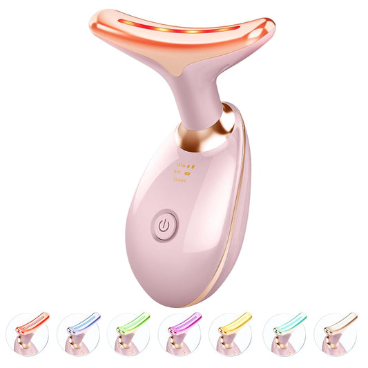 7-In-1 Skin Care Tools, Face Care, Face Neck Massager for Skin Care Routine at Home, Glossy Pink