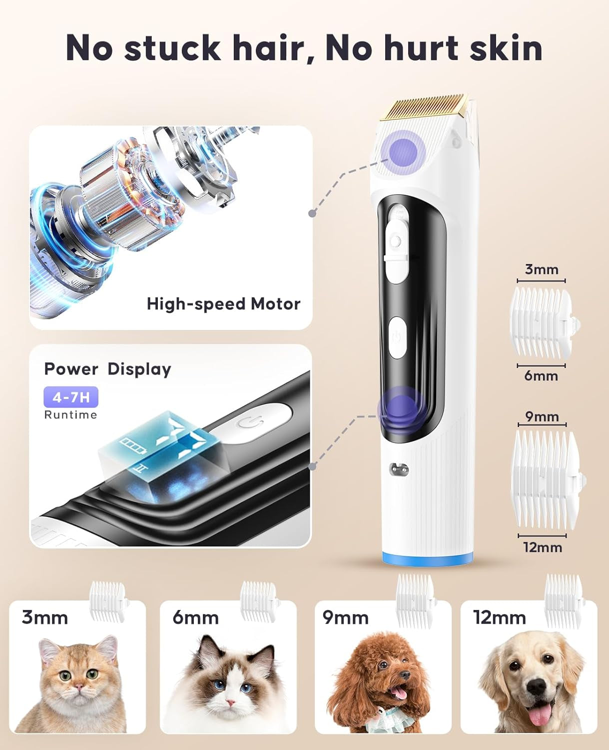 Dog Grooming Kit, Dog Vacuum Brush for Shedding Grooming, Dog Grooming Clipper with 6 Grooming Tool, Pet Grooming Vacuum with 2.5L Dust Cup for Dogs Cats and Other Animals