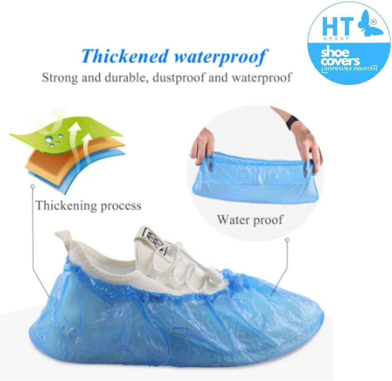 1000 Piece (500 Pairs) Shoe Covers Disposable - Non Slip 15.7'' Hygienic Shoe & Boot Covers Recyclable Waterproof Shoe Booties for Indoors. Booties Cover See All Models.