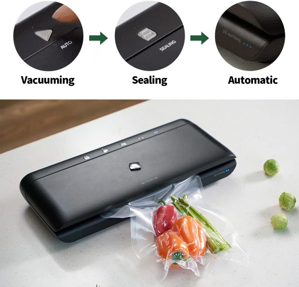 Cordless Vacuum Sealer Machine, Automatic and Compact Design Food Sealer with Vertical Stand, Portable, Sous Vide, Wine & Container Air Sealing Includes 20 Sealing Bags 8"X12" (Black (With