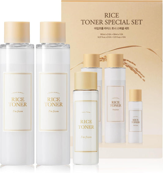 Rice Toner Special Set 11.15 Fl Oz, Limited Edition, Hydrating for Dry Skin, Vegan, Alcohol Free, Fragrance Free, Peta Approved, K Beauty Toner, Gift Set for Women