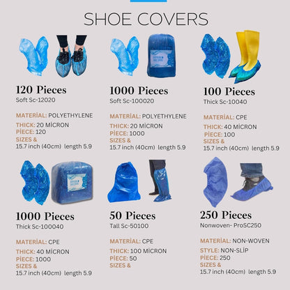 1000 Piece (500 Pairs) Shoe Covers Disposable - Non Slip 15.7'' Hygienic Shoe & Boot Covers Recyclable Waterproof Shoe Booties for Indoors. Booties Cover See All Models.