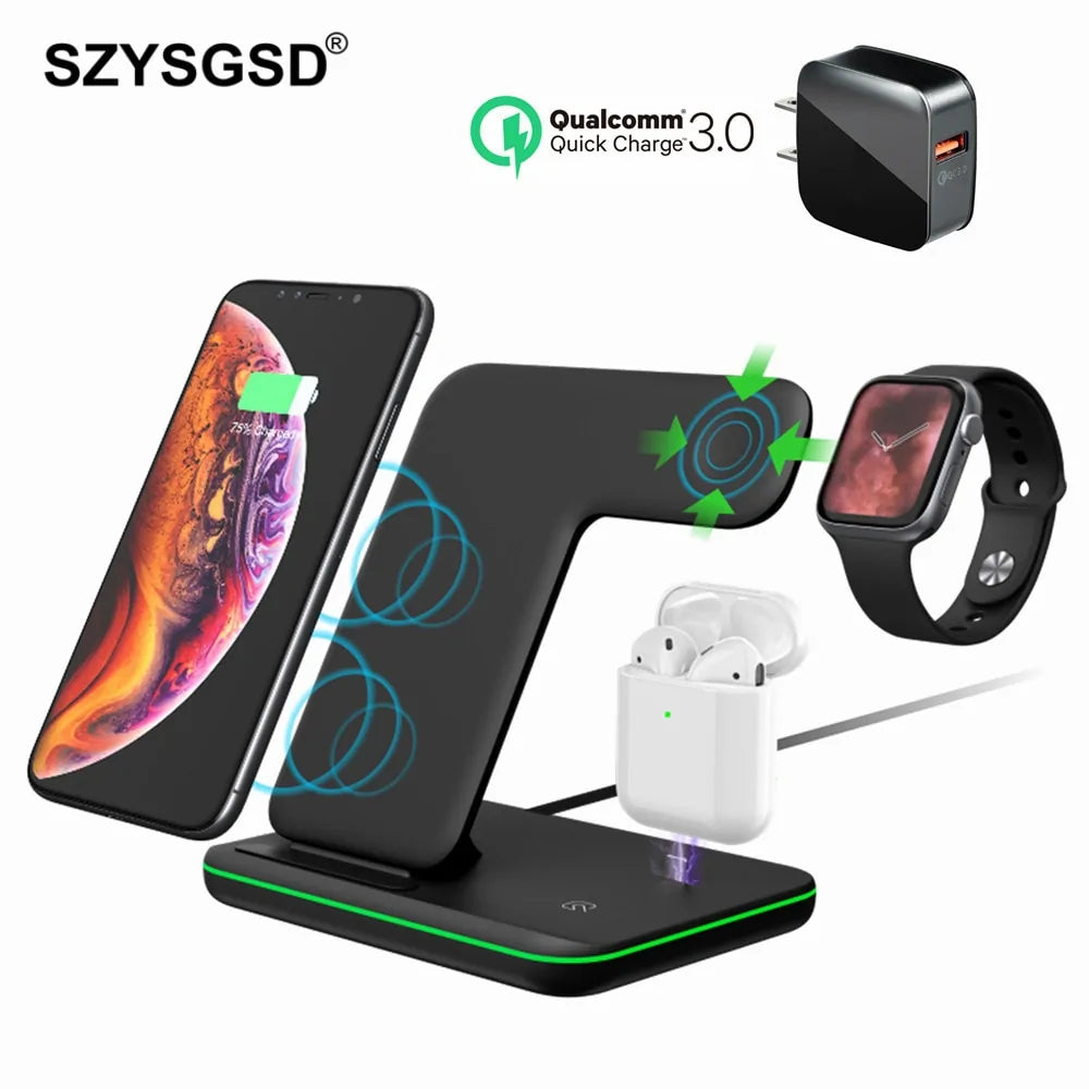 15W Qi Wireless Charger for iPhone, Samsung, Apple Watch, Airpods