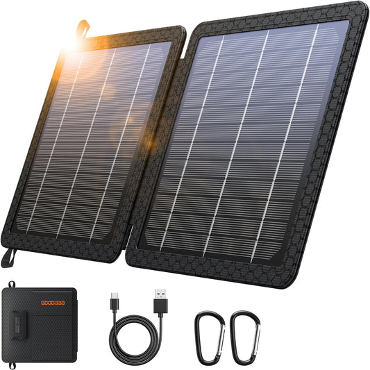 10W Portable Solar Charger with Dual USB Outputs Super Handy Foldable Size 24% High Conversion Efficiency Solar Panels, Waterproof & Dustproof & Shockproof, Wide Compatibility