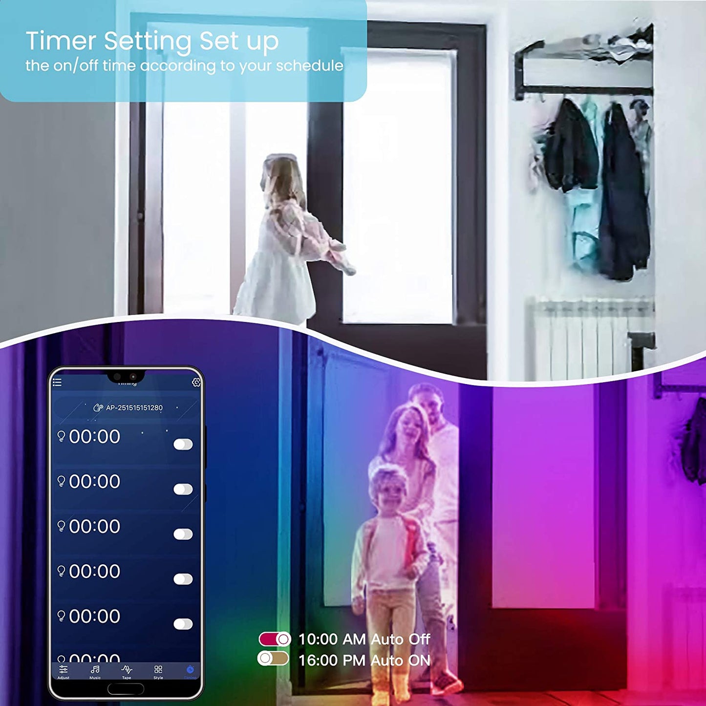 50 FT LED Strip Lights,Bluetooth LED Lights for Bedroom, Color Changing Light Strip with Music Sync, Phone Controller and IR Remote(App+Remote +Mic)