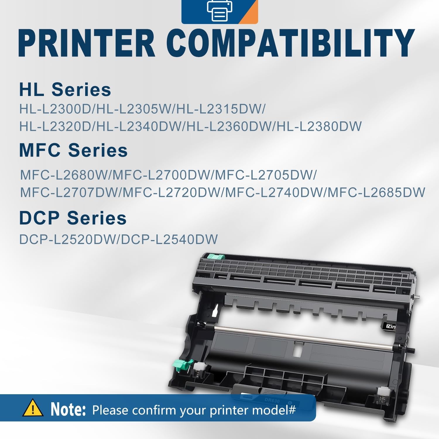 DR630 Compatible Drum Unit (Not Toner) Replacement for Brother DR-630 DR660 660 for MFC-L2700DW L2720DW L2740DW HL-L2300D L2320D L2340DW L2360DW L2380DW DCP-L2540DW Laser Printer,2 Pack