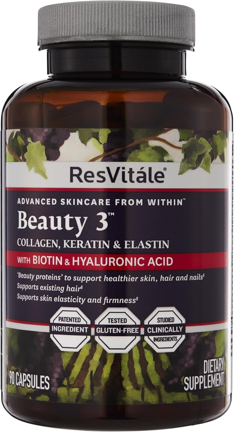 Beauty 3 - Skin Care Supplement with Collagen, Keratin & Elastin - 90 Capsules