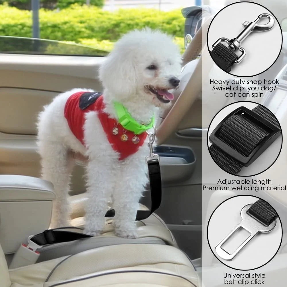 Pet Car Safety Belt Harness: Adjustable Seat Belt for Dogs and Cats